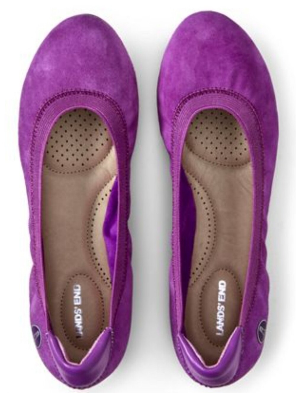 LAND'S END Mulberry Pink Kid Suede Comfort Slip-On Ballet Flat